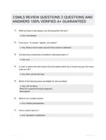 CSMLS REVIEW QUESTIONS 2 QUESTIONS AND ANSWERS 100% VERIFIED A+ GUARANTEED