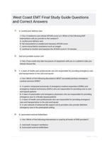 West Coast EMT Final Study Guide Questions and Correct Answers