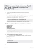 NUR631-Advanced Health Assessment Test 1 113 CORRECTLY ANSWERED QUESTIONS LATEST UPDATE