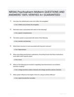 NR546 Psychopharm Midterm QUESTIONS AND ANSWERS 100% VERIFIED A+ GUARANTEED