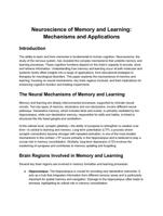 Neuroscience of Memory and Learning: Mechanisms and Applications