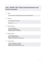 Unit 1 NFDN 1001 Study Guide Questions and Correct Answers