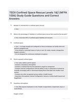 TEEX Confined Space Rescue Levels 1&2 (NFPA 1006) Study Guide Questions and Correct Answers