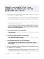 Digital Photography (BYU final) EXAM QUESTIONS (77 TERMS) WITH VERIFIED DEFINITIONS UPDATED 2024