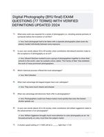 Digital Photography (BYU final) EXAM QUESTIONS (77 TERMS) WITH VERIFIED DEFINITIONS UPDATED 2024