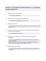 NYPD 1st Trimester Police Science + Law Study Guide Graded A+