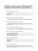 ENGR 301 - Midterm Review QUESTIONS AND ANSWERS 100% VERIFIED A+ GUARANTEED