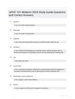 APHY 101 Midterm 2024 Study Guide Questions and Correct Answers