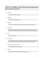 APHY 101 Midterm 2024 Study Guide Questions and Correct Answers