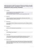 Renaissance (AP European History) Study Guide Questions and Correct Answers