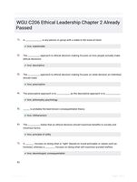 WGU C206 Ethical Leadership Chapter 2 Already Passed