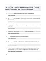 WGU C206 Ethical Leadership Chapter 2 Study Guide Questions and Correct Answers