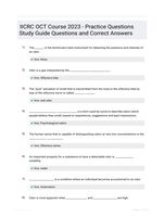 IICRC OCT Course 2023 - Practice Questions Study Guide Questions and Correct Answers