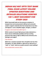 INDIAN HAZ MAT OPTS TEST BANK  FINAL EXAM LATEST VOLUME  UPDATED QUESTIONS AND  DETAILED SOLUTIONS VERIFIED  100 %