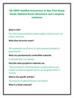 VA VDFP HazMat Awareness & Ops Test Study  Guide Updated Exam Questions and complete  solutions