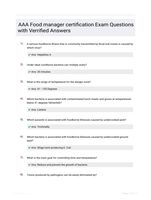 AAA Food manager certification Exam Questions with Verrified Answers