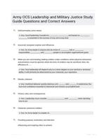 Army OCS Leadership and Military Justice Study Guide Questions and Correct Answers