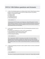 PHTLS 10th Edition questions and Answers