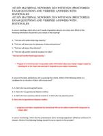 ATI RN MATERNAL NEWBORN 2024 WITH NGN (PROCTORED) EXAM QUESTIONS AND VERIFIED ANSWERS WITH RATIONALES