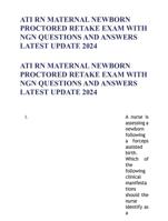 ATI RN MATERNAL NEWBORN PROCTORED RETAKE EXAM WITH NGN QUESTIONS AND ANSWERS LATEST UPDATE 2024