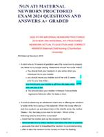 NGN ATI MATERNAL NEWBORN PROCTORED EXAM 2024 QUESTIONS AND ANSWERS A+ GRADED