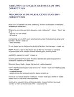 WISCONSIN AUTO SALES LICENSE EXAM 100% CORRECT 2024