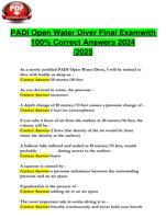 PADI Open Water Diver Final Exam with 100% Correct Answers 2024 /2025