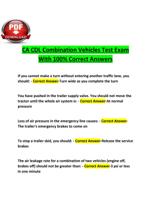 CA CDL Combination Vehicles Test Exam With 100% Correct Answers