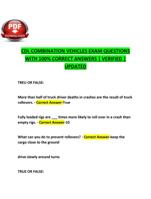 CDL COMBINATION VEHICLES EXAM QUESTIONS WITH 100% CORRECT ANSWERS | VERIFIED | UPDATED