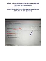 RN ATI COMPREHENSIVE ASSESSMENT EXAM RETAKE 2024-2025 V1 (180 Questions)