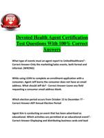 Devoted Health Agent Certification Test Questions With 100% Correct Answers