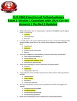 NUR 2063 Essentials of Pathophysiology Exam 2 Version 1 Questions with 100% Correct Answers | Verified | Updated