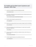 NJ Health and Accident exam Questions and Answers 100% Pass