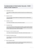 Fundamentals of Information Security - D430 Study Guide Graded A+