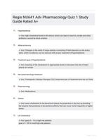 Regis NU641 Adv Pharmacology Quiz 1 Study Guide Rated A+