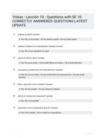 Vistas - Lección 10 - Questions with SE 10 CORRECTLY ANSWERED QUESTIONS LATEST UPDATE