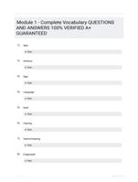 Module 1 - Complete Vocabulary QUESTIONS AND ANSWERS 100% VERIFIED A+ GUARANTEED