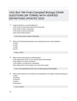 UVic Biol 186 Final (Campbell Biology) EXAM QUESTIONS (89 TERMS) WITH VERIFIED DEFINITIONS UPDATED 2024