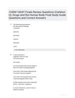 CHEM 1004T Finals Review Questions (Carleton U), Drugs and the Human Body Final Study Guide Questions and Correct Answers