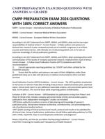 CMPP PREPARATION EXAM 2024 QUESTIONS WITH ANSWERS A+ GRADED