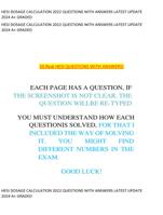 HESI DOSAGE CALCULATION 2022 QUESTIONS WITH ANSWERS LATEST UPDATE 2024 A+ GRADED