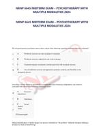 NRNP 6645 MIDTERM EXAM – PSYCHOTHERAPY WITH MULTIPLE MODALITIES 2024