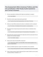 Pre-Assessment WGU American Politics and the US Constitution C963 Study Guide Questions and Correct Answers