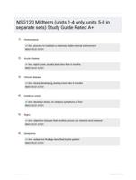 NSG120 Midterm (units 1-4 only, units 5-8 in separate sets) Study Guide Rated A+