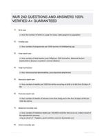 NUR 242 QUESTIONS AND ANSWERS 100% VERIFIED A+ GUARANTEED