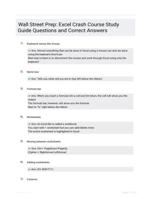 Wall Street Prep: Excel Crash Course Study Guide Questions and Correct Answers