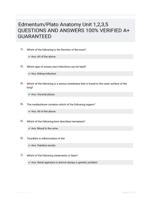 Edmentum/Plato Anatomy Unit 1,2,3,5 QUESTIONS AND ANSWERS 100% VERIFIED A+ GUARANTEED