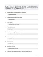 Peds retake 2 QUESTIONS AND ANSWERS 100% VERIFIED A+ GUARANTEED