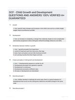 DCF - Child Growth and Development QUESTIONS AND ANSWERS 100% VERIFIED A+ GUARANTEED