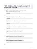 CHM160: General Chemistry Mastering CHM I Study Guide Rated A+